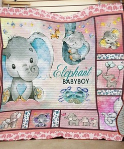 Elephant Quilt Bedding Set with Personalized Name for Bedroom Decor and Gifts for Family