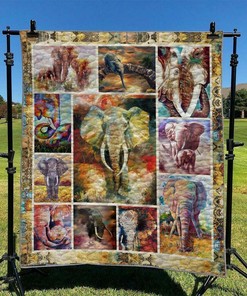 Elephant Quilt Bedding Set with Personalized Name for Home Decoration