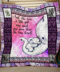 Elephant She Loved A Little Girl Very Much Quilt Bedding Set Bedroom Decor, Gifts for Family