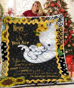 Elephant Sunflower Personalized Quilt Blanket Bedding Set for Home Decoration and Family Gifts