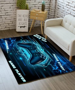 Elevate Your Game Room Decor with 3D Printed Gaming Area Rug - Blue Gamepad Gamer Rugs for Playroom