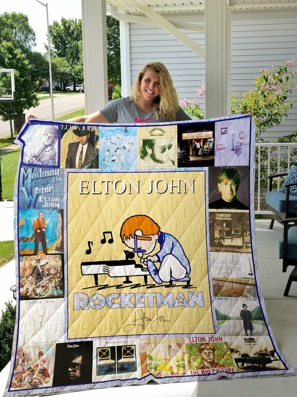 Elton John Quilt Blanket #19