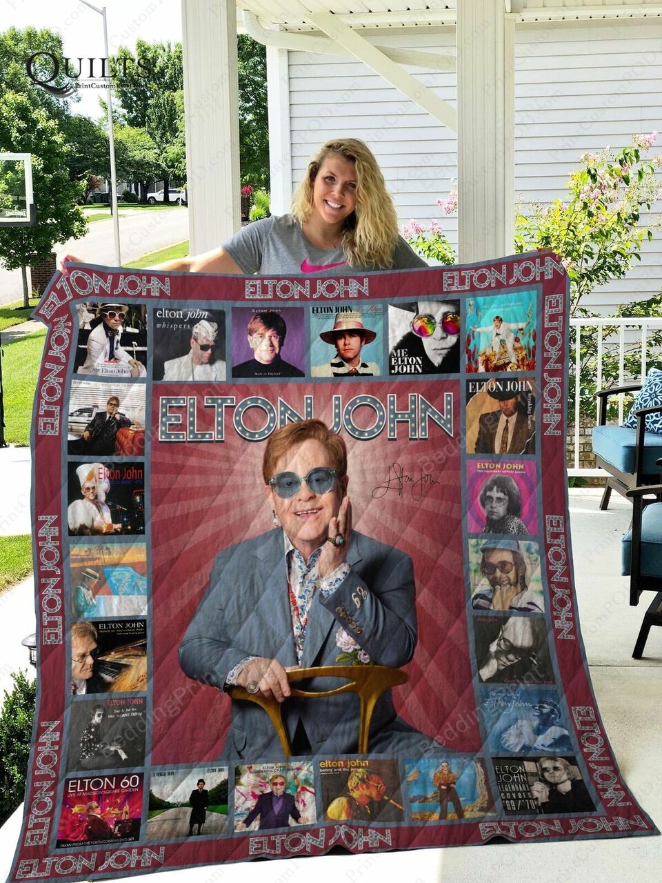 Elton John Quilt Blanket #23