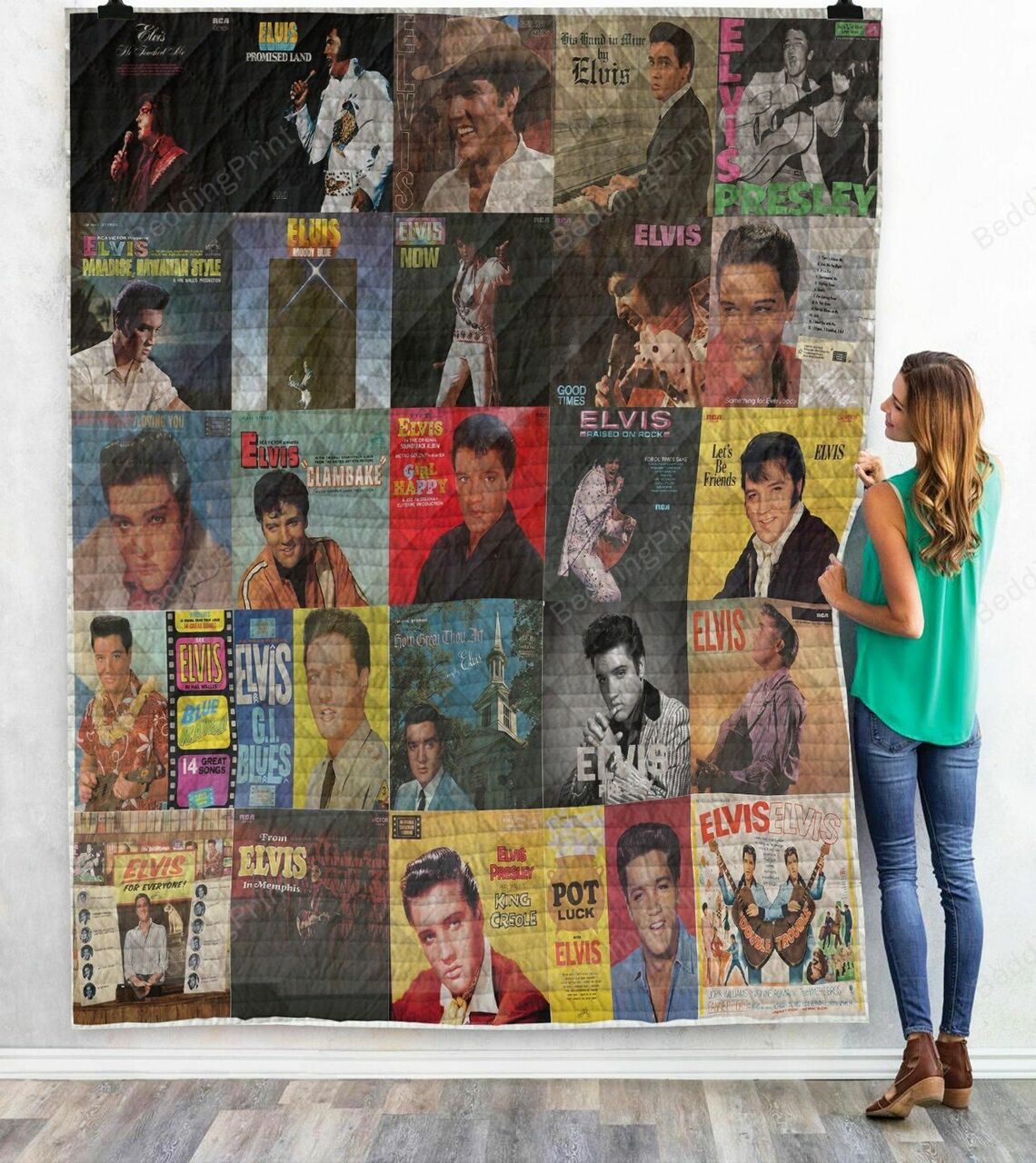 Elvis Presley Quote Blanket Quilt Bedding Set - Great for Bedroom Decor and Family Gifts