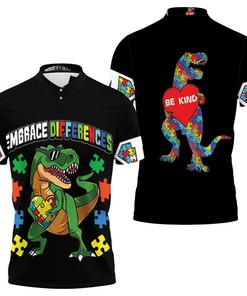 Embrace Differences Dinosaurs Autism Polo Shirt