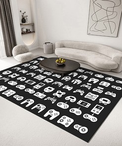 Enhance Your Boys' Bedroom Decor with Wusan's Non-Slip Black Gamer Gamepad Controller Carpet