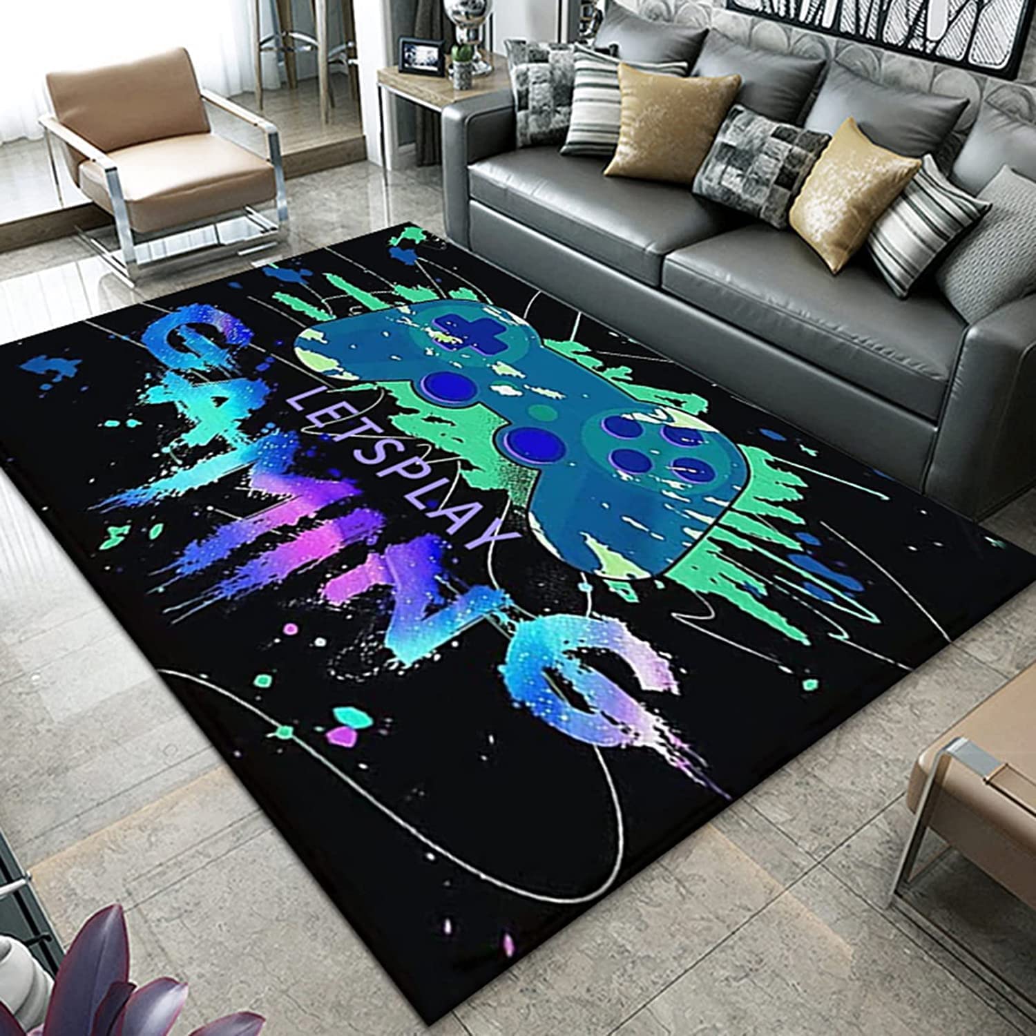Enjoy Non-Slip Gamer Doormat Controller Player Rugs with Wusan Boys Bedroom Carpets Gamepad Living Room Mat
