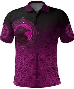 Ethnic Odin Raven Pink Viking Polo Shirt