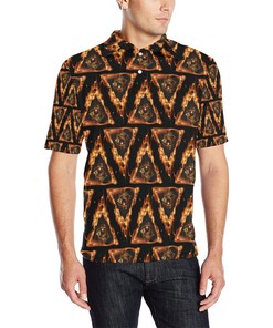 Eye Of Horus In Flame Print Men Polo Shirt
