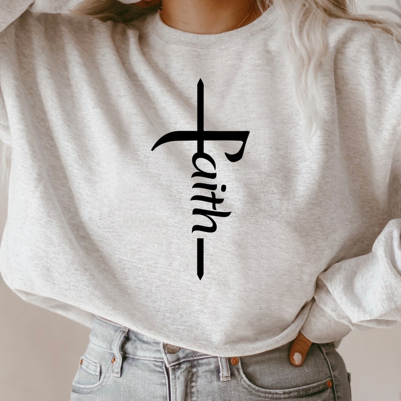 Faith Cross Christian T-Shirt, Jesus T Shirt - Image 2