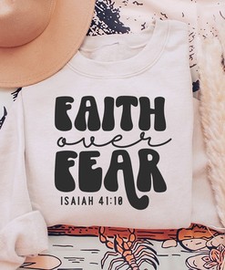 Faith Over Fear Inspirational Christian T-Shirt with Bible Verse