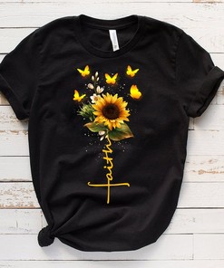 Faith Sunflower T-Shirt - Jesus Lover Religion Christian Tee Design