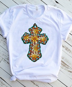 Faith Sunflower T-Shirt - Jesus Loves Me Christian Sublimation Design