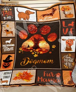 Fall Dachshund Personalized Quilt Bedding Set for Home Decoration and Family Gifts