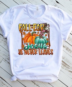 Fall For Jesus T Shirt - Cross Sunflower Pumpkin Turquoise Leopard Tee