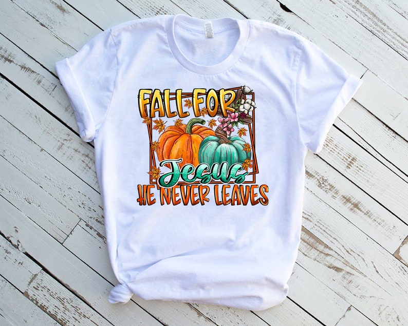 Fall For Jesus T Shirt - Cross Sunflower Pumpkin Turquoise Leopard Tee