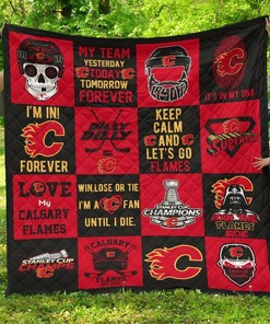 Fan Calgary Flames Personalized Quilt Bedding Set for Bedroom Decor and Great Gifts for the Family