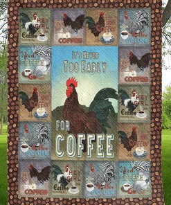 Farm Animal Chicken Coffee Quilt Bedding Set - Suitable for Home Decoration and Picnic