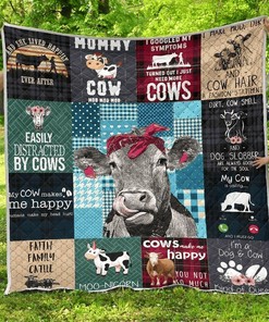 Farm Animal Cow Pattern Personalized Quilt Bedding Set, Great for Home Decoration and Family Gifts