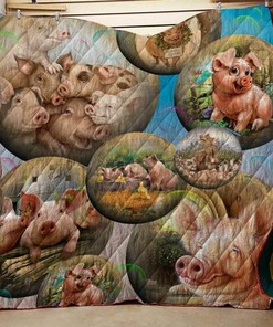 Farmer Pigs Kid Loves Blanket Quilt Bedding Set - Great for Bedroom Decor and Family Gifts
