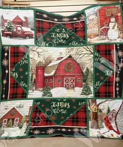 Farmhouse Christmas Personalized Quilt Bedding Set for Home Decor and Family Gifts