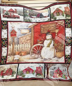 Farmhouse Christmas Quilt Blanket Bedding Set for Home Decor and Family Gifts