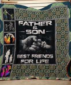 Father Son Best Friends For Life Fist Bump Matching Quilt Bedding Set Bedroom Decor, Gifts for Family