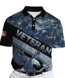 Father's Day Gift Us Navy Eagle Honor The Fallen Camo Polo Shirt