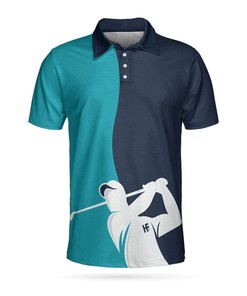 Father's Day - Golf Blue And Navy Polo Shirt For Golfer