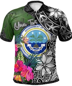 Federated States of Micronesia Custom Personalised Polo Shirt - Turtle Plumeria Banana Leaf