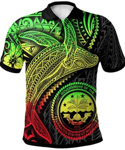 Federated States of Micronesia Polo Shirt - Humpback Whale & Coat of Arms Reggae