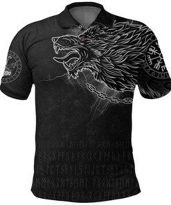 Fenrir Norse Wolf Thunderstorm Viking Polo Shirt