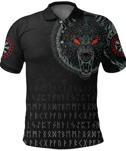 Fenrir Wolf Viking Polo Shirt for Viking Lovers