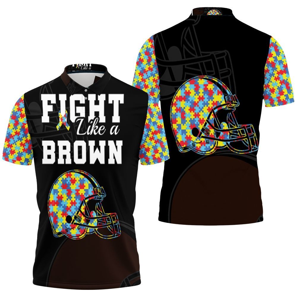 Fight Like A Cleveland Browns Autism Support Polo Shirt