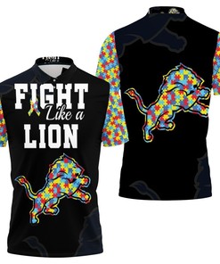Fight Like A Detroit Lions Autism Support Polo Shirt
