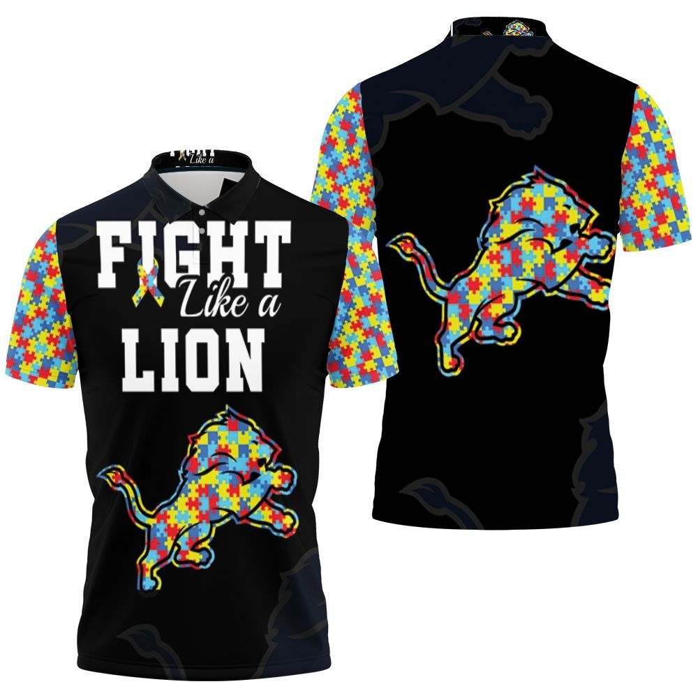 Fight Like A Detroit Lions Autism Support Polo Shirt