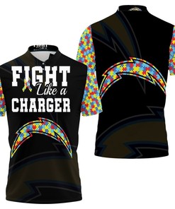 Fight Like A Los Angeles Chargers Autism Support Polo Shirt