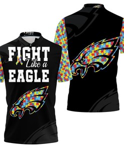 Fight Like A Philadelphia Eagles Autism Support Polo Shirt Gift for Fans