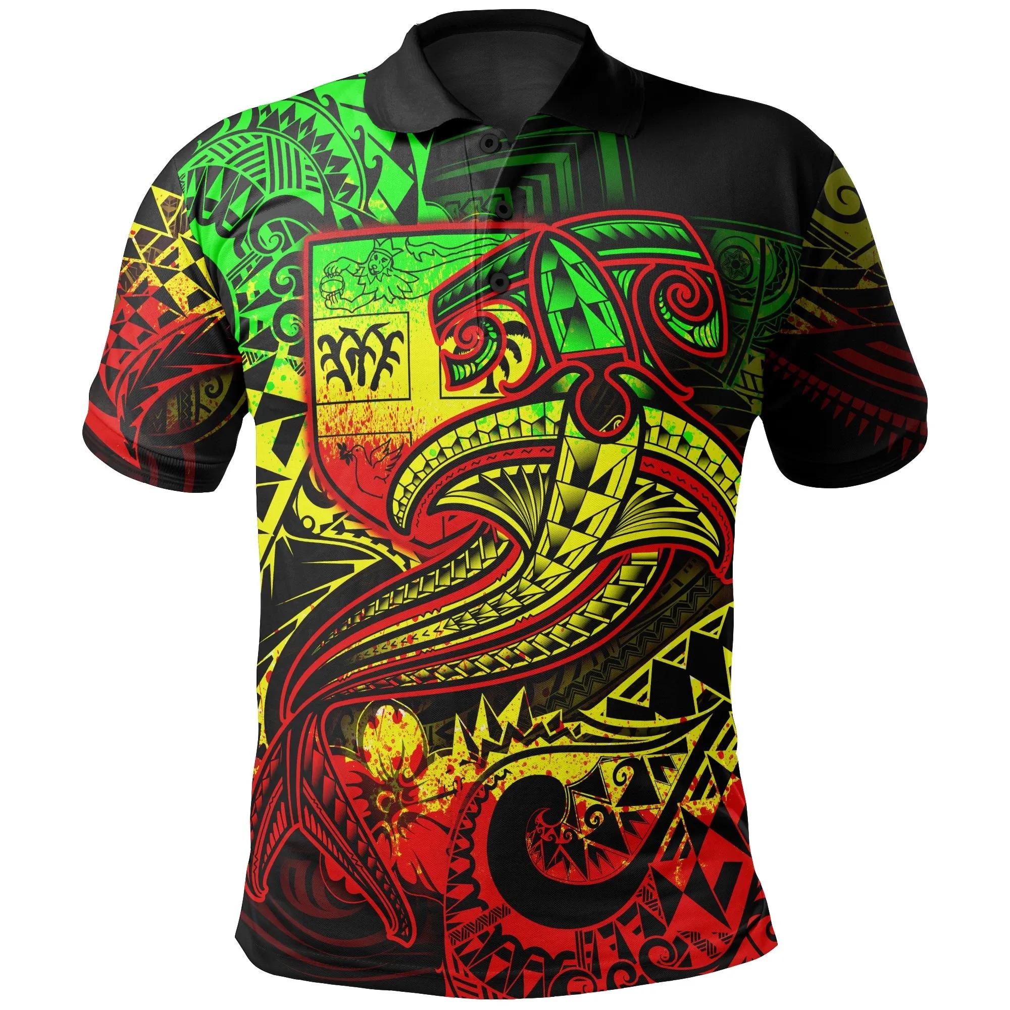 Fiji Polo Shirt - Reggae Shark Polynesian Tattoo