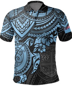 Fiji Polynesian Polo Shirt - Blue Turtle