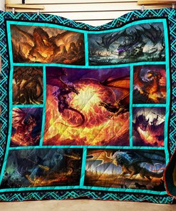 Fire And Ferocious Dragon Quilt Bedding Set Blanket Gifts For Dragon Lover