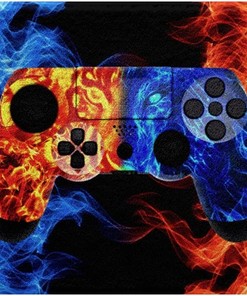 Fire and Water Wolf Gaming Bathroom Rugs for Boys Room - Smoke Fluid Art Game Kitchen Mat - Foggy Fleece Fabric