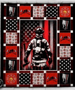 Firefighter Bunker Gear And Firefighter Things Blanket Quilt Bedding Set Bedroom Decor, Gifts for Family