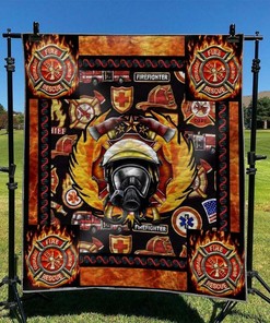 Firefighter Quilt Blanket Bedding Set Personalized for Home Decor and Family Gifts