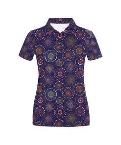 Firework Flower Style Print Design Women's Polo Shirt