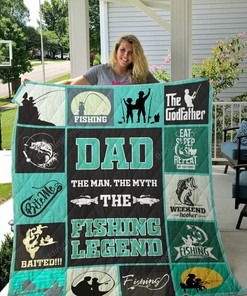 Fishing Dad The Man The Myth The Fishing Legend Quilt Bedding Set Blanket Gifts For Fishing Lover