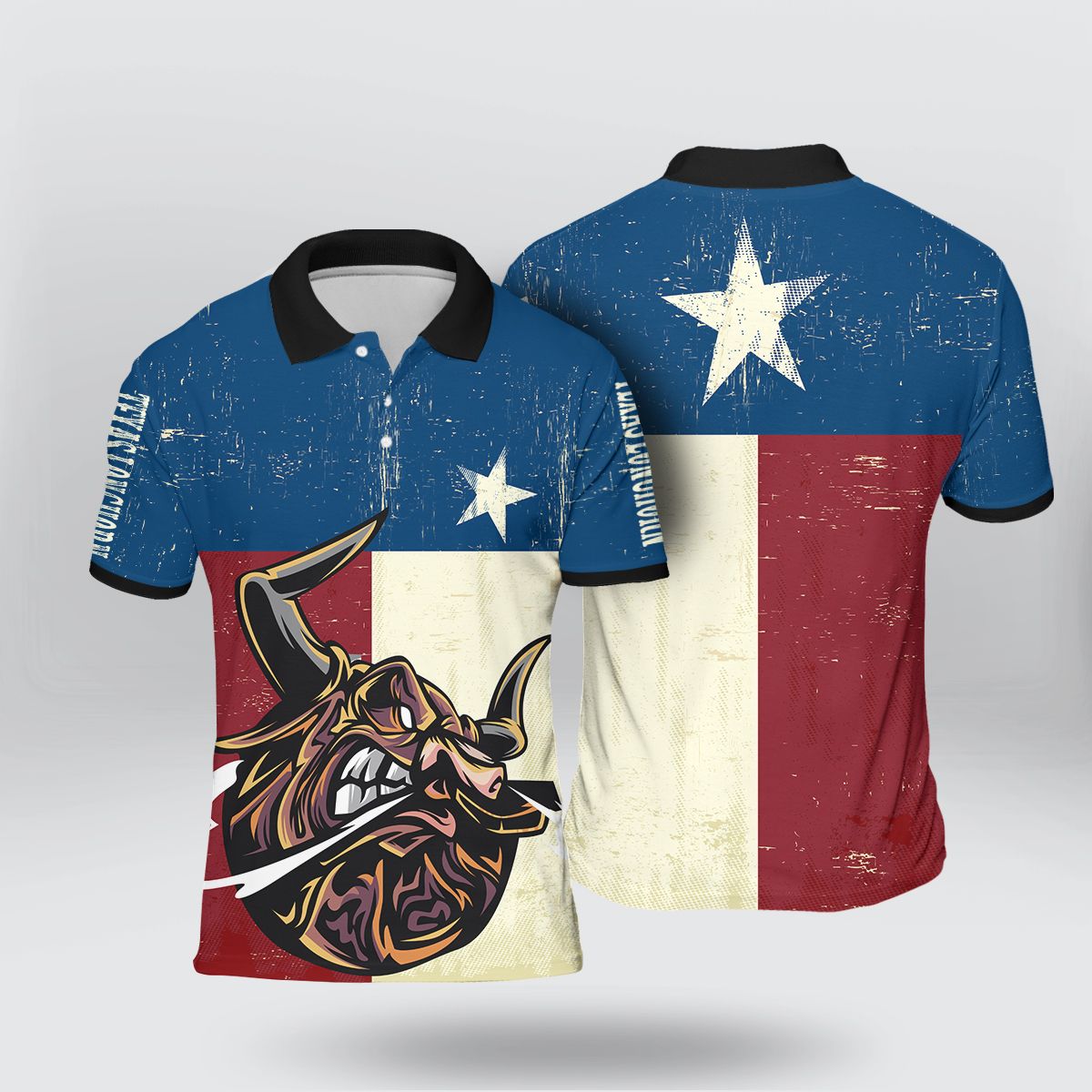 Flag Texas Longhorn Polo Shirt - Bluefink