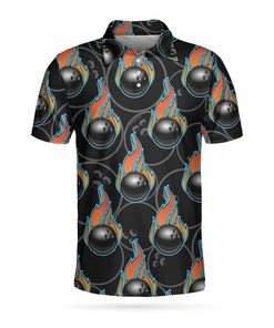 Flame Bowling On Fire Vintage Polo Shirt