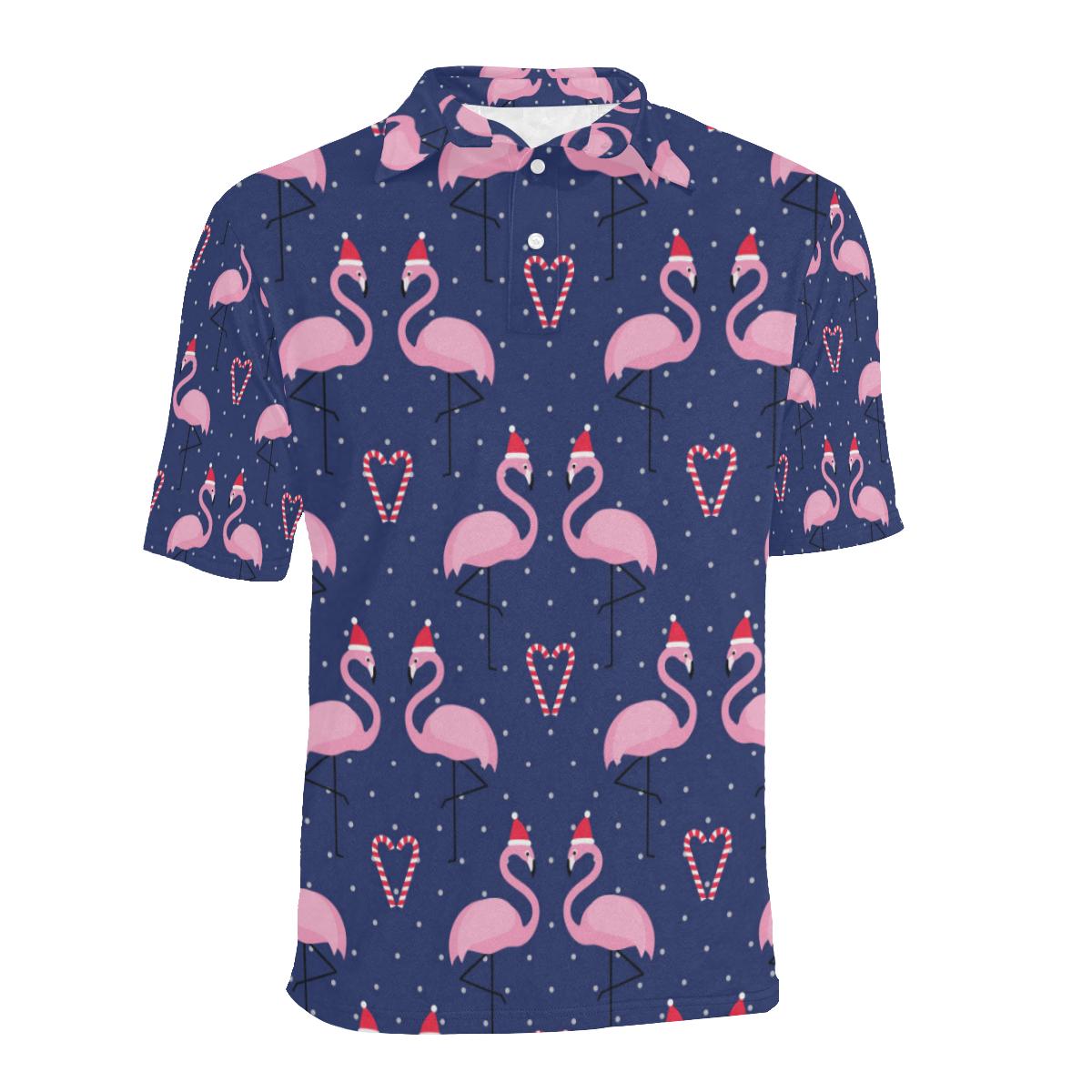 Flamingo Christmas Men Polo Shirt - Image 2