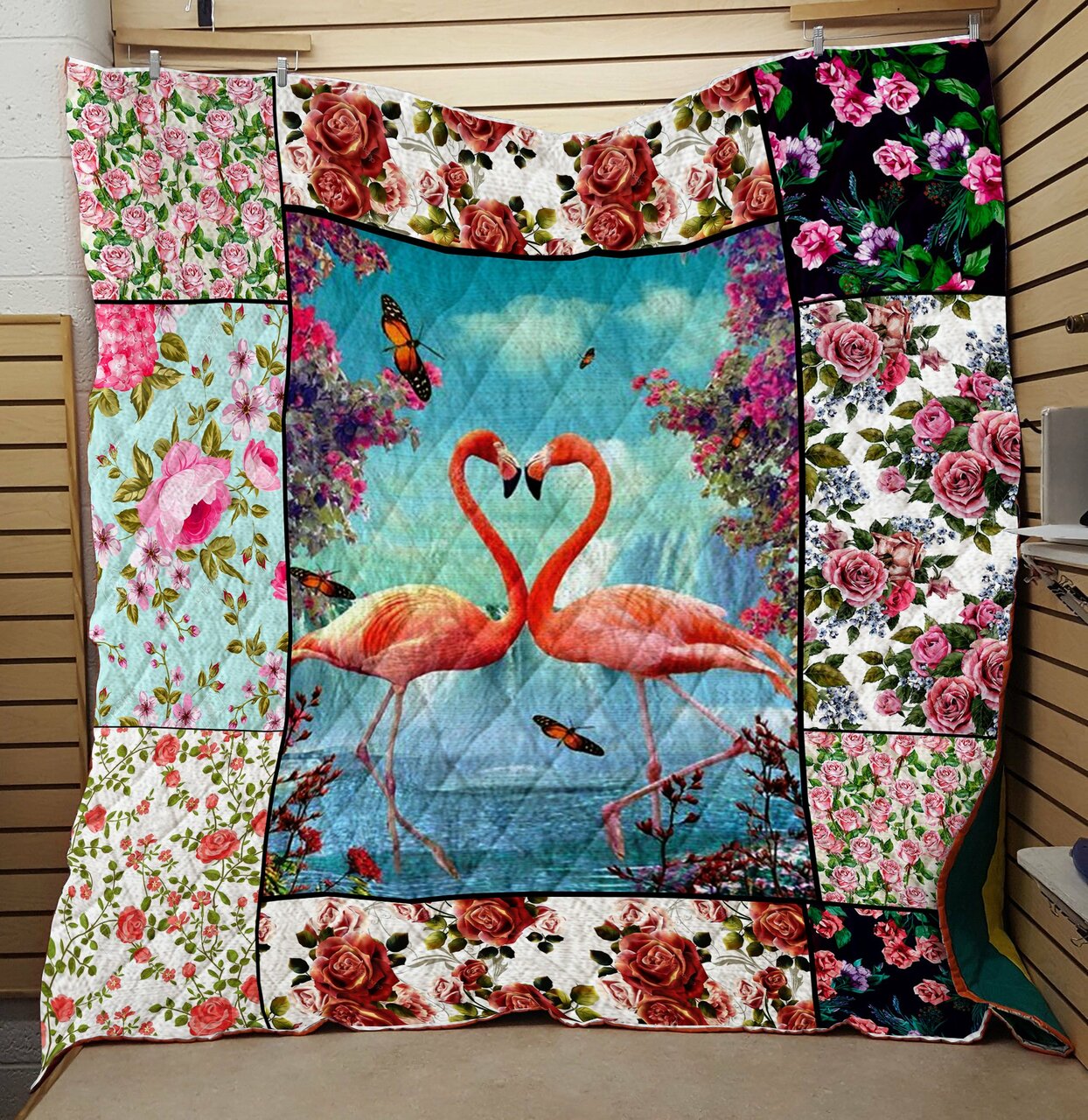 Flamingo Love Quilt Bedding Set for Home Decoration and Family Gifts